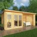 Mercia Studio 6m x 3m Double Glazed Pent Log Cabin and Gazebo with Sides (44mm)