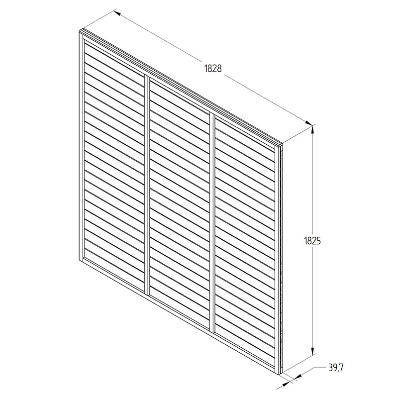 Forest 6' x 6' Straight Cut Lap Fence Panel (1.83m x 1.83m) Technical Drawing