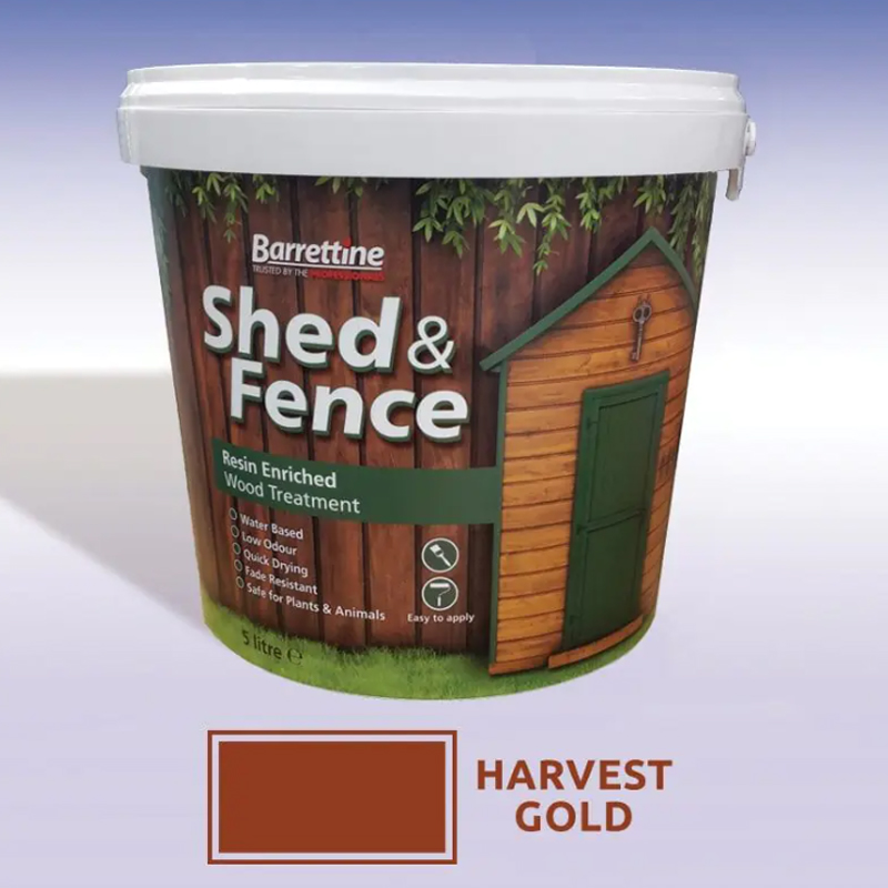 it is important to treat your gate and fencing with a solution such as this tub of barretine wood treatment in Harvest Gold